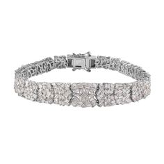 Buy Diamond Bracelet in Platinum Over Sterling Silver (7.25 In) 5.00 ctw at ShopLC. Buying Diamonds, Baguette Diamond, Metal Bracelets, Jewelry Rings Engagement, Fashion Bracelets, Diamond Bracelet, Diamond Jewelry, Jewelry Shop, Platinum