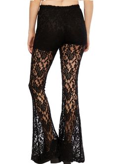 Lace Trousers, Filigree Pattern, Black Roses, Bell Bottom Pants, Bell Bottom, Classic Silhouette, Lace Overlay, Wholesale Clothing, Black Rose