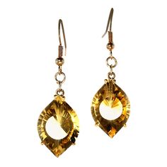 French Wire Earrings, Citrine Earrings, French Wire, Wire Earrings, Citrine, Gold Plate, Dangle Earrings, Yellow Gold, Yellow