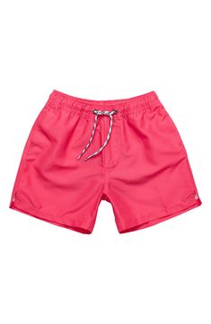 Your little one is ready for a pool day in vibrant swim trunks boasting a boldly colorblocked design and subtle notches along the hem. UPF 50+ sun protection shields them from the sun's harmful rays, while quick-drying technology keeps them feeling comfortable between dips. Elastic/drawstring waist Side-seam pockets; back zip pocket UPF 50+ sun protection Lined 100% polyester Machine wash, line dry Imported Playful Swim Trunks With Uv Protection For Pool, Playful Outdoor Swimwear With Upf 50+, Red Swim Trunks For Beach Season, Playful Outdoor Swimwear With Uv Protection, Playful Swimwear With Uv Protection For Outdoor, Playful Sports Swimwear For Beach Season, Sporty Swim Trunks With Uv Protection For Pool, Playful Swimwear For Sports In Beach Season, Playful Swimwear For Sports During Beach Season