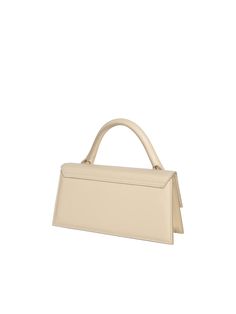 100% Leather Luxury Beige Clutch Bag, Luxury Beige Baguette Bag With Top Handle, Luxury Beige Top Handle Baguette Bag, Luxury Clutch Baguette Bag With Top Carry Handle, Luxury Beige Baguette Bag With Detachable Handle, Luxury Beige Tote Baguette Bag, Luxury Beige Baguette Bag For Shopping, Luxury Soft Leather Baguette Bag With Top Handle, Chic Beige Leather Baguette Bag