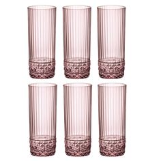 set of six pink glass tumblers