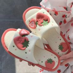 use code "OFFER" and get 20% off!!!! Strawberry Slippers, Linen Slippers, White Slippers, Cute Slippers, Soft Slippers, Home Slippers, Cute Strawberry, Slip And Slide, Home Shoes