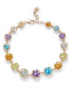 Bloomingdale's Fine Collection Multi Gemstone Hexagon Bracelet in 14K Yellow Gold Formal Yellow Gold Octagon Bracelets, 14k Gold Faceted Octagon Jewelry, 14k Gold Octagon-shaped Faceted Jewelry, Octagon Yellow Gold Jewelry With Gemstone Accents, Faceted Octagon Yellow Gold Jewelry, Fine Jewelry With Hexagon Faceted Design, Faceted Yellow Gold Octagon Jewelry, Fine Jewelry With Faceted Hexagon, Luxury Octagon Gemstone Jewelry