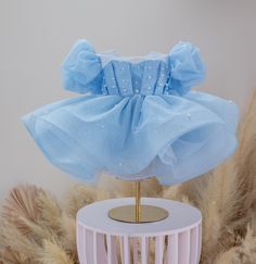 Description: Make your baby girl's birthday unforgettable with this Elegant Blue Princess Birthday Dress. Designed with enchanting puff sleeves and a sparkling tulle skirt, this dress is adorned with delicate pearls that add a touch of elegance. Perfect for special occasions, this dress will make your little one feel like royalty. Crafted with soft, comfortable fabric, it's gentle on your baby's skin while ensuring she looks adorable and stylish. Ideal for birthdays, parties, and photo shoots, t Birthday Tutu Dress, Dress Glitter, Baby Dress Design, Gowns For Girls, Birthday Tutu, Birthday Dress, Gown Wedding