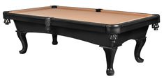 a black pool table with two legs and one leg extended to the side, on an isolated white background