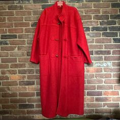 Gently Used Vintage Outerwear For Winter Daywear, Red Outerwear For Fall Daywear, Toggle Button, Long Trench, Long Trench Coat, Boiled Wool, Austria, Trench Coat, Jackets For Women