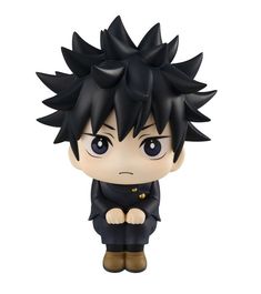 an anime figurine with black hair is posed in front of a white background