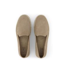 An easy-on, elevated espadrille. The Carolina is made of soft taupe suede with rope-wrapped detailing, cushy CloudBound™ insoles and a platform sole for the perfect amount of lift. A must-have for coffee runs, errands or anywhere the day takes you. Suede uppers. TOMS leather products support responsible manufacturing via the Leather Working Group. Removable Custom CloudBound™ foam insoles for all-day comfort and support. Rope and synthetic midsole wraps. Outsole height is approximately 1 1/4". M Leather Toms, Women's Espadrilles, Rope Wrapped, Mental Health Resources, Leather Products, Social Responsibility, Leather Working, Human Rights, Espadrilles