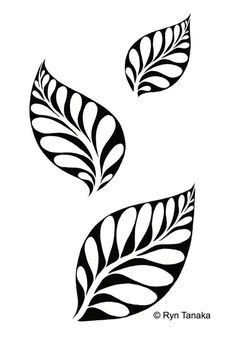 two black and white leaves are shown on a white background, one is in the shape of a leaf