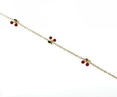 18K Solid Yellow Gold Enamel Cherry Bracelet 5.5 inches with extra ring at 4.75 inches Great Gift for Newborn Girls up to 5 years old Amalia Gift box and bag included. Elegant Red Enamel Bracelets, Holiday Gold Bracelet Jewelry, Holiday Gold Jewelry Bracelet, Elegant Christmas Bracelet Jewelry, Elegant Festive Jewelry For Gifting, Elegant Festive Enamel Jewelry, Cherry Bracelet, Cherry Girl, Girl Bracelet