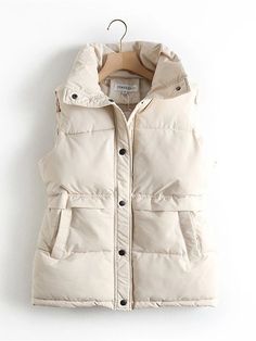 Women's Puffer Vest Winter Crop Vest Lightweight Sleeveless Warm Outerwear with Pockets Outdoor Street Thermal Warm Windproof Comtemporary Stylish Casual Jacket Sleeveless Solid Color white Black 2024 - $27.99 Long Vest Jacket, Loose Vest, Look Formal, Winter Vest, Long Vest, Long Vests, Sleeveless Cardigan, Collars For Women, Solid Clothes