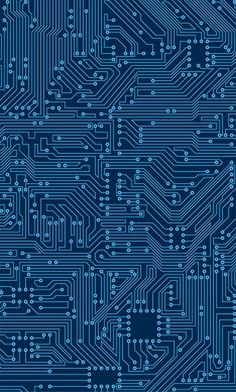 an electronic circuit board pattern in blue