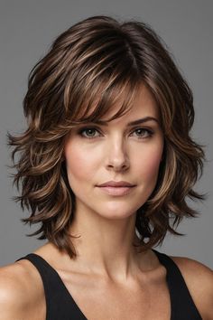 Heavily Layered Shag Haircut, Medium Curly Shag With Bangs, Shoulder Length Shag Hairstyles, Shag Haircuts For Fine Hair, Corte Shag, Jane Fonda Hairstyles, Bobbed Hairstyles With Fringe