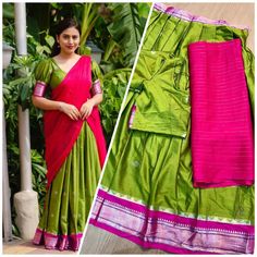 Festive Pista Green Handloom Pre-draped Saree, Unstitched Paithani Silk Set In Traditional Drape, Semi-stitched Paithani Silk Traditional Drape Sets, Unstitched Traditional Drape Set In Paithani Silk, Handloom Dola Silk Sets, Green Handloom Choli For Navratri, Navratri Green Handloom Choli, Unstitched Paithani Silk Blouse Sets In Traditional Drape, Green Handloom Choli With Traditional Drape