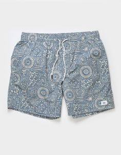 Katin Castaway Swim Shorts. Allover Artwork. Elastic Waist With Drawstring. Woven Label At Lower Left Leg. Slant Pockets. Back Right Pocket With Button Closure. Woven Label At Back Pocket. Includes Katin Keychain. Approximate Outseam: 16". 100% Nylon. Machine Wash. Imported. Summer Cotton Swim Trunks With Built-in Shorts, Cotton Swim Trunks With Built-in Shorts For Beachwear, Surfing Swim Trunks With Pockets, Short Length, 4-way Stretch Nylon Swim Trunks With Pockets, Flannel Sweatshirt, Playful Cotton Swim Trunks With Built-in Shorts, Mens Swim Shorts, Open Knit Sweater, Mens Trends