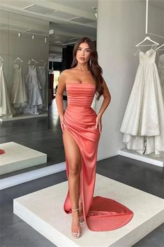 Prom Dress With Split, Prom Dresses Long Mermaid, Dress With Split, Dress With Pleats, Mermaid Prom Dress, Looks Party, فستان سهرة, Satin Prom Dress, Mermaid Evening Dresses