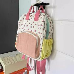 UAKISS - Casual Kawaii Strawberry Print Schoolbags Girls Fashion Cute Contrast Color Women Bags Japanese All Match Backpacks for Students Size:22*8*27CM "Size mearsured by ourselves, sometimes has some errors, but always within 3cm." Kawaii Shoulder Bag For Everyday And Back To School, Cute Yellow Student Bags, Cute Large Capacity Shoulder Bag For Back To School, Playful Large Capacity Shoulder Bag For School, Cute Yellow Backpack For Students, Cute Bags For Daily Use And Back To School, Cute Back To School Shoulder Bag Softback, Cute Softback Shoulder Bag For School, Yellow Kawaii School Bag