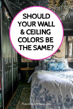 Should your wall & ceiling colors be the same? Bright Ceiling Colors, Painted Ceiling Same As Walls, Ceiling Colors For Gray Walls, Ceiling Painted Same Color As Walls, Burgundy Ceiling, Accent Ceiling Paint, Painted Drop Ceiling, Painted Ceiling Ideas Bedroom, Walls And Ceiling Same Color