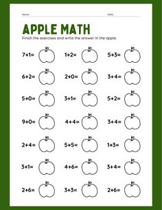 an apple math worksheet for kids