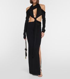 Inio cutout maxi dress in black - Aya Muse | Mytheresa Cutout Long Sleeve Maxi Dress For Night Out, Long Sleeve Cutout Maxi Dress For Party, Long Sleeve Cutout Maxi Dress For Night Out, Long Sleeve Maxi Dress With Side Slits For Evening, Chic Long Sleeve Maxi Dress With Cutout, Evening Off-shoulder Maxi Dress With Side Slits, Chic Long Maxi Dress For Gala, Chic Floor-length Maxi Dress For Dinner, Evening Midi Dress With Long Sleeves And Cutout