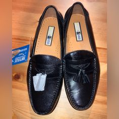 Nwt French Shiner Soft Flex Tassel Moc Toe Loafer Slip On Men’s Size 9.5w Color Black Leather Casual Black Slip-on Tassel Loafers, Casual Black Leather Tassel Loafers, Casual Slip-on Tassel Loafers For Business, Casual Black Wingtip Tassel Loafers, Black Casual Slip-on Tassel Loafers, Casual Black Tassel Loafers With Round Toe, Black Wingtip Tassel Loafers For Business Casual, Classic Black Tassel Loafers For Spring, Black Classic Tassel Loafers For Spring