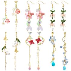 PRICES MAY VARY. Package includes: you will receive 6 pairs flower dangle earrings for women, including rose, cherry blossom, bell orchid, and other styles, many different options, which can satisfy your different everyday dress up demands. Different color has different glamour. Premium material: our long flower earrings made of hypoallergenic 316L stainless steel and acrylic material, nickel-free and lead-free. The surface is polished with excellent texture the earring look very shinny and smoo Bell Orchid, Flower Dangle Earrings, Bohemian Flowers, Everyday Dress, Long Tassel Earrings, Leaf Flower, Earrings Flower, Earrings Pearl, Hypoallergenic Earrings