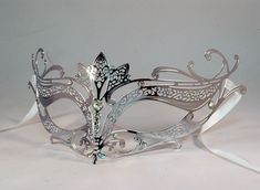 Silver Masquerade Mask Aesthetic, Siren Masquerade Mask, Dnd Fae, Masquerade Mask Aesthetic, Blue Masquerade Mask, Memory Candle Wedding, Tiara Design, Masquerade Mask Black, Silver Masquerade Mask