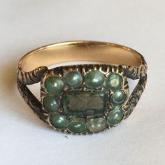 "14 Karat Georgian era ring, dated 1828 Engraving reads; \" From Fredrick to Mary Ann 1828\" As found in excellent condition, no missing Pearls, no damage  American Made Post Colonial era  Finger size 6.25 14 karat sweetheart ring, Inscribed 1828, weighting 1.8 gram, finger size 6.25, pearls and hair lock, in excellent shape considering its age of 192 yrs, condition is As Found" Posey Ring, Sunburst Ring, Pewter Ring, Seed Pearl Ring, Georgian Jewelry, Antique Jewelry Rings, Georgian Era, Raw Stone Ring, Mary Ann