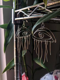 wire statement earrings available in sterling silver or silver plated copper wire 2 inches wide x 3 inches long sterling silver ear wires Crazy Eyes, Handmade Wire Jewelry, Handmade Wire, Wire Art, Wire Earrings, Art Journal Inspiration, Silver Wire, Copper Wire, Ear Wires