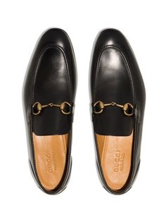 Gucci Jordaan Leather Loafers - Farfetch Luxury Leather Slip-ons For Business Casual, Formal Calf Leather Slip-ons With Leather Sole, Formal Calf Leather Slip-ons With Leather Footbed, Luxury Slip-on Leather Shoes For Business, Designer Leather Slip-ons For Work, Elegant Office Slip-ons With Leather Lining, Luxury Slip-on Dress Shoes For Business Casual, Luxury Black Loafers With Leather Footbed, Luxury Leather Sole Slip-ons For Business Casual