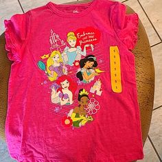 Was Originally Part Of An Amazon 4 Pack Says Embrace Your Inner Princess Hot Pink Pink Character Print Tops For Playtime, Pink Tops With Character Print For Playtime, Character Print Cotton Tops, Spring Character Print Tops For Playwear, Spring Playwear Tops With Character Print, Princess Shirt, Disney Shirts, Pink Princess, Shirt Color