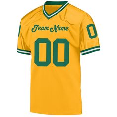 Custom Gold Kelly Green-White Mesh Authentic Throwback Football Jersey