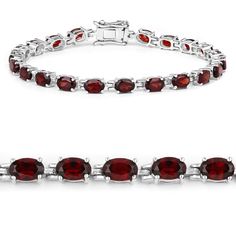 "Garnet Bracelet, Garnet Bracelet Sterling Silver, Garnet Bracelet for Women, January Birthstone Gift for Women, Red Garnet Tennis Bracelet Wear a beauty on your wrist with this 10.71 ct. t.w. garnet tennis bracelet. Fabulously affordable and full of color, it appeals to the eye and calls to the heart with its genuine oval garnet gemstones set in rhodium plated .925 sterling silver. Garnet tennis bracelet for women. Product Details: .925 Sterling Silver Item Type: Bracelet Gross Wt: 10.71 Gemsto Adjustable Red Oval Bracelet, Adjustable Red Oval Bracelets, Classic Red Gemstone Bracelets, Classic Red Gemstone Bracelet, Red Ruby Jubilee Bracelet, Red Oval Gemstone Bracelet, Formal Red Gemstone Bracelet, Red Gemstone Bracelet For Formal Occasions, Red Garnet Bracelet As Gift