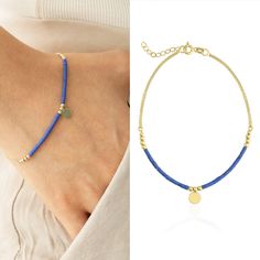 14k Gold Lapis Lazuli double chain bracelet is a perfect gift as December birthstone, sutiable for daily use and formal wear. This zodiac jewelries are perfect for you to carry both your style and the spirit with you. If you interested Zodiac, I bet you know what are these natural stones and what they do! All beads of this elegant and delicate bracelet are made of solid gold and natural stone. Chain including inside part of beads is also 14k Gold so this bracelet would be the perfect gift for se Minimalist Blue Bracelet With Delicate Chain, Adjustable Lapis Lazuli Bracelets For Gift, Gold Lapis Lazuli Bracelets For Gift, Adjustable Elegant Lapis Lazuli Bracelets, Gold Lapis Lazuli Bracelet With Gemstone, Gold Lapis Lazuli Spiritual Bracelets, Double Chain Bracelet, Lapis Lazuli Bracelet, Natural Stone Bracelets