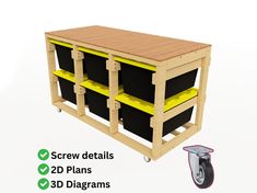 Plan Content: ✅ Screw Details ✅ 2D Plans ✅ 3D Diagrams with step-by-step instructions ✅ Detailed wood drawings ✅ Lumber shopping list ✅ Lumber cut list. Easily organize your garage storage bins and move them anywhere! With these moving storage rack plans, you can create the perfect, durable, and portable solution for your 27-gallon storage bins. Features: 💡Capacity: A multi-purpose storage rack designed for 27-gallon storage bins. 💡Mobility: The wheeled design allows you to move the rack around your garage as you wish. 💡Easy Assembly: A DIY project that anyone can easily do with step-by-step instructions and detailed drawings. 💡Instant Digital Download: You can get started on your project right away by downloading the PDF plans now. As an architect with professional working competence, Storage Bin On Wheels, Diy Tote Storage Rack Plans, Tote Storage Rack, Rolling Garage Storage, 27 Gallon Tote Storage, Storage Shelves Diy, Garage Storage Bins, Plan Content, Diy Regal