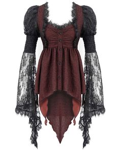 Gothic Blouse, Vampire Witch, Gothic Vampire, Steampunk Clothing, Feminine Outfit, Steampunk Fashion, Tunic Blouse, Corset Dress, Dress Red