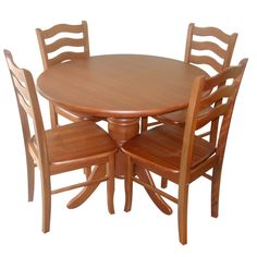 a wooden table with four chairs around it