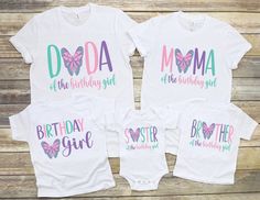 Family Matching Pastel Butterfly Girl Birthday Shirts, 1st Birthday T-Shirt, Butterfly Theme Party Shirt, Butterfly Birthday Family Shirts, Family Matching Tee,1st Birthday Girl,Butterfly Theme Tee,Butterfly Birthday,Girl Birthday Party,Of the Birthday Girl,First Birthday Girl,Birthday Princess,Butterflies Family,Butterflies Party,Butterfly Bday Party,Rainbow Party Shirt,Butterfly 1st Bday  Hi! Welcome to my store, I'm delighted to see you here. My store's main goal is to make you happy. I see y Butterfly Bday Party, Pre-shrunk Pink Shirt For Birthday, First Birthday Name Print Top, Customizable Cute Tops For Birthday, Pink Letter Print Shirt For Birthday, Pink Custom Print Birthday Top, Customizable Short Sleeve Tops For First Birthday, Family Matching Tops With Custom Print For Birthday, Pink Custom Print Top For Birthday