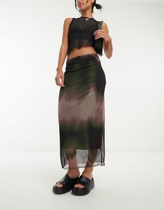 Nederdel fra ASOS DESIGN Looket til benene Lavtaljede Elastisk talje Bølget kantsyning Normal pasform Summer Midi Skirt Outfits, Midi Rock Outfit, Midi Skirt Outfits, Mesh Midi Skirt, Low Waist Skirt, Midi Skirt Outfit, Rock Outfit, Langer Rock, Mesh Skirt