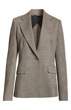 The Italian house's fondness for powerful proportions shines through the softly padded shoulders and wide lapels of this tailored blazer covered with timeless houndstooth checks. One-button closure Notched lapels Four-button cuffs Front flap pockets Partially lined 52% wool, 42% viscose, 6% polyamide Dry clean Made in Italy Designer Clothing Elegant Houndstooth Sport Coat With Lapel Collar, Elegant Houndstooth Blazer With Notch Lapel, Formal Houndstooth Tweed Jacket With Lapel Collar, Classic Tailored Houndstooth Blazer, Elegant Tailored Houndstooth Sport Coat, Elegant Houndstooth Blazer For Workwear, Elegant Fall Houndstooth Sport Coat, Elegant Wool Blazer With Houndstooth Pattern, Luxury Tailored Houndstooth Blazer