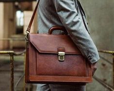 Small leather briefcase for men Father's day Leather | Etsy Classic Textured Leather Laptop Bag For Business, Brown Textured Leather Briefcase For Work, Classic Textured Leather Satchel Briefcase, Formal Leather Satchel Briefcase, Rectangular Textured Leather Briefcase For Formal Use, Timeless Textured Leather Briefcase For Business, Classic Textured Leather Rectangular Laptop Bag, Formal Textured Leather Rectangular Briefcase, Formal Rectangular Briefcase In Textured Leather