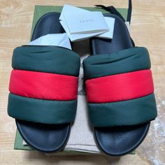 100% Authentic Uk 12= Us 12.5 New Shoes Gucci, Gucci Shoes, Flip Flop Sandals, Red Color, Red Green, Flip Flops, Shoes Sandals, Men's Shoes, Size 12