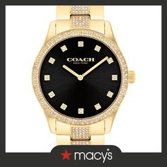 in stock Classic Gold Coach Watch, Modern Coach Gold Watch, Luxury Gold Coach Watch Accessories, Modern Gold Coach Watch, Coach Gold Watches With Metal Dial, Coach Gold Watch With Metal Dial, Gold Coach Watch With Metal Dial, Coach Timeless Gold Watch, Coach Watch With Diamond Hour Markers