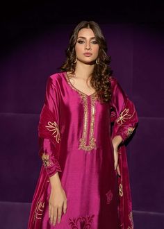 pink pure sheesha silk
#Outfits #India #LehengaAnarkali #GownSimple #Pakistani #DressesLehenga #DesignsSimple
 #SpecialOccasion #Inspiration #Couture #Outfits #Queen #GownsDresses #Indian #SimpleGowns #LongGownsDress Dark Pink Dress Indian, Silk Suit Designs Indian, Latest Suits Designs, Gota Work Dress, Latest Suit Design, Cotton Suit Designs, Velvet Suit Design, Silk Outfits, Casual Kurtis