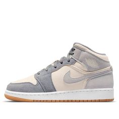 (GS) Air Jordan 1 Mid SE 'Coconut Milk Particle Grey' DN4346-100 (AJ1/SNKR/Retro/Mid Top/Non-Slip/Basketball) Air Jordan 1 Mid Gs, Top Basketball Shoes, Air Jordan 1 Mid Se, Mid Top, Air Jordan 1 Mid, Jordan 1 Mid, Stylish Sneakers, Air Jordan 1, Coconut Milk