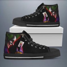 Peckshirt Joker Character Dc Comic For Men And Women Sneakers High Top Shoes - Print In Your Way. Stride with confidence in these sleek sneakers, boasting a striking dinosaur print with floral touches for a unique spin on classic footwear.". #dc comic #high top #Shoes #Peckshirt Dc High Tops, Joker Character, Sneakers High Top, Dc Comic, Women Sneakers, Shoe Print, High Top Shoes, Dinosaur Print, Vintage Shoes