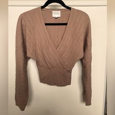 Pink Rose Women’s Size Xs V-Neck Light Brown Long Sleeve Never Worn, Great Condition! Can Definitely Fit Size Xs-S Very Stretchy And Comfortable, Lightweight. Chic V-neck Crop Top For Fall, V-neck Crop Top For Night Out In Winter, V-neck Crop Top For Winter Night Out, V-neck Crop Top For Night Out, Winter V-neck Crop Top For Night Out, Winter Fitted V-neck Crop Top, Fitted Brown Long Sleeve Tops, Fitted Long Sleeve Brown Top, Cheap Brown Soft-washed Tops