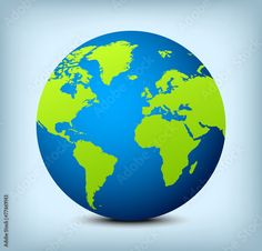 a blue and green globe on a gray background