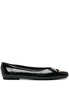 black calf leather grained texture patent finish Gancini buckle square toe branded leather insole flat rubber sole Leather Flats Women, Black Leather Flats, Ballerina Shoes, Leather Cap, Boot Pumps, Shoes Uk, Leather Flats, Black Patent Leather, Salvatore Ferragamo Flats